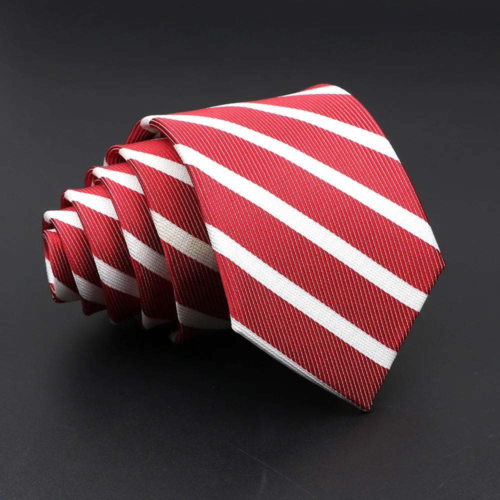 Sleek narrow striped necktie with intricate jacquard weave and polished look