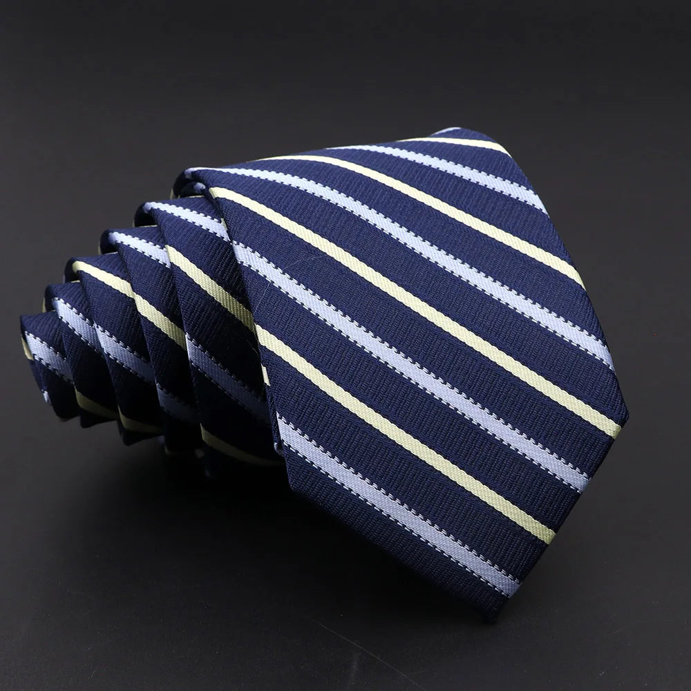 Slim jacquard stripe tie with rich dimensional texture and polished appearance