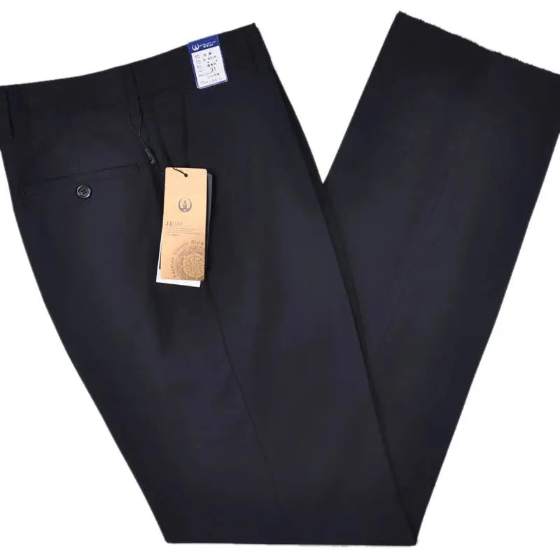 Comfort fit high-waist trousers in navy, perfect for day-to-night wear.