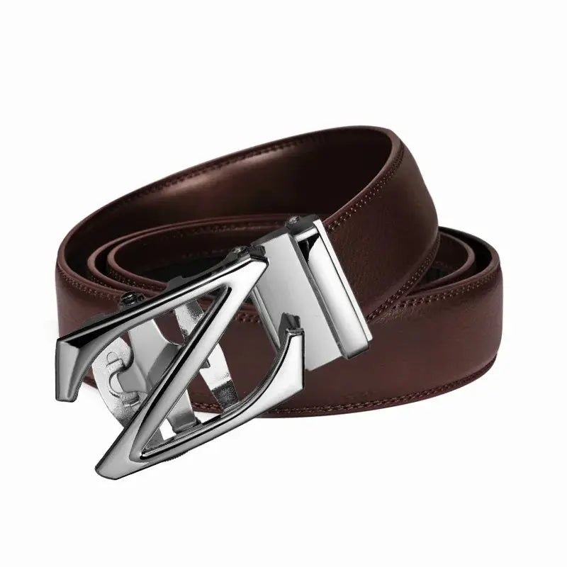 Close-up of the leather texture on the automatic belt.
