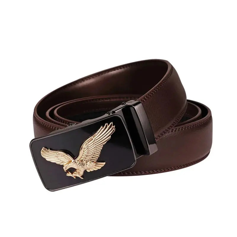 Men's fashion accessory: automatic leather belt in black.