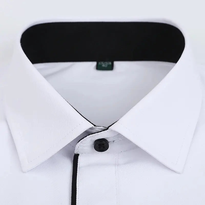Back view of the tailored confidence shirt, highlighting the tailored fit and enduring construction.