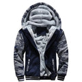 Zip-up winter coat with a unique camouflage print for standout style.