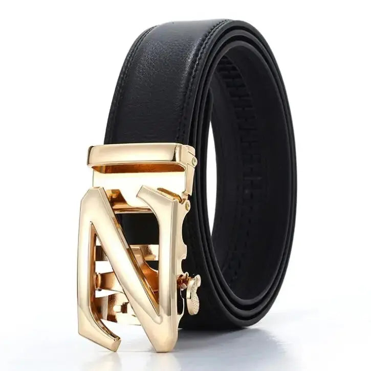 Sleek black faux leather belt for versatile styling options.