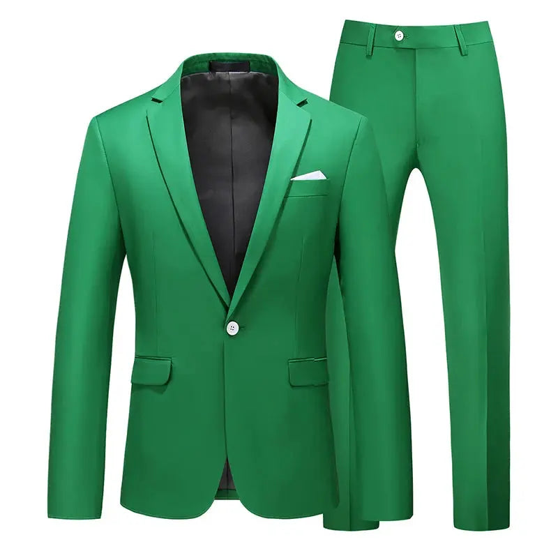 Versatile suit set displayed on a hanger, ideal for upscale events.
