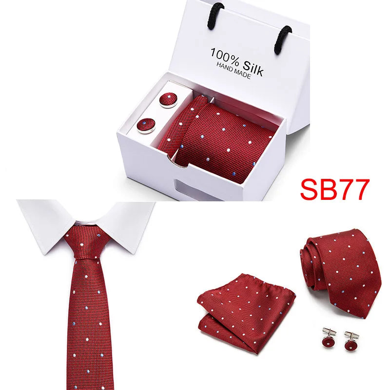 Command attention with this red silk tie featuring a plaid pattern.