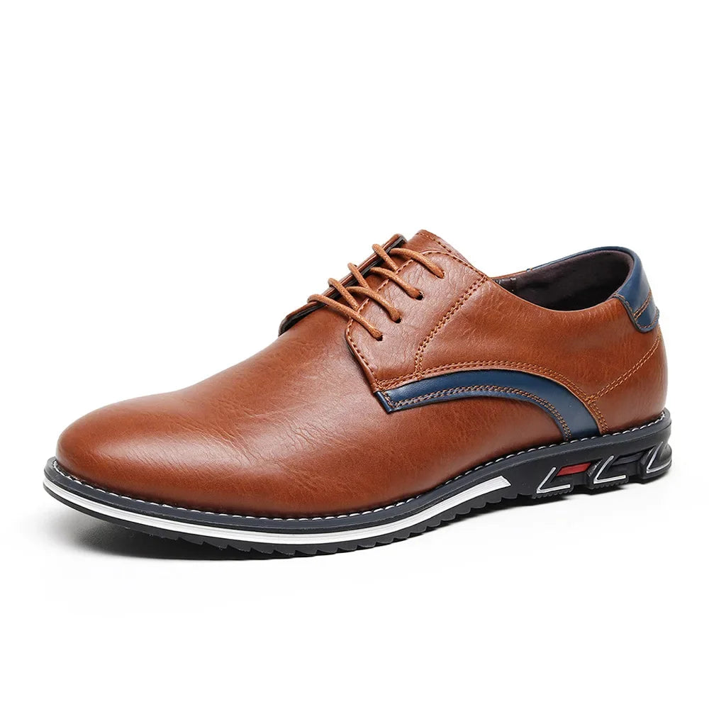 Executive style leather dress shoes with breathable design and anti-odor technology for long workdays