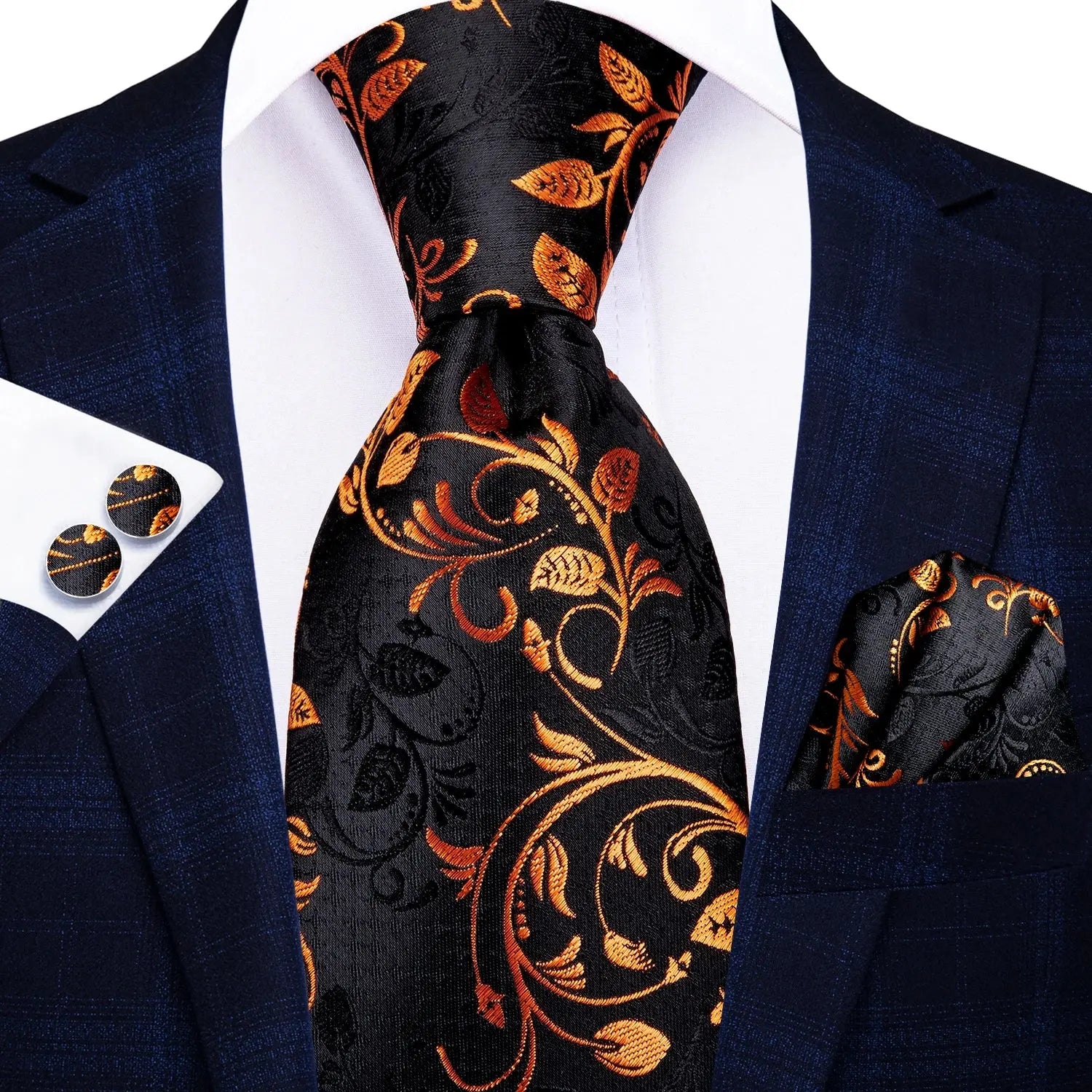 Designer tie set featuring a festive paisley pattern.