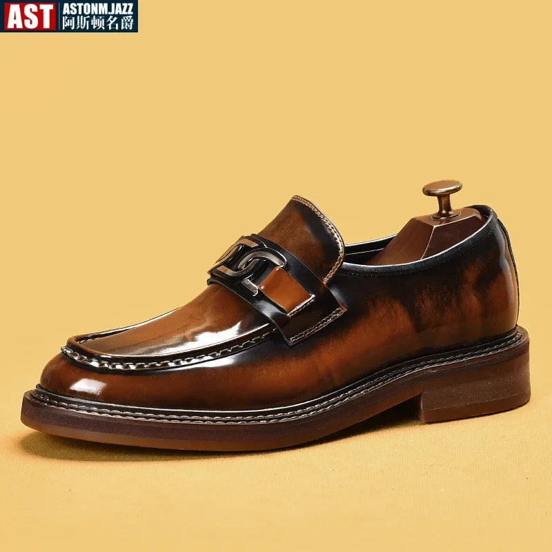 Genuine leather loafer sole view showing cushioned insole and flexible construction