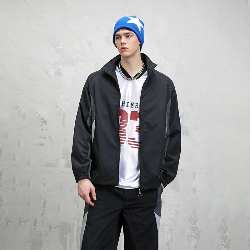 Autumn Whisper jacket in a park setting, highlighting its functionality for morning walks.