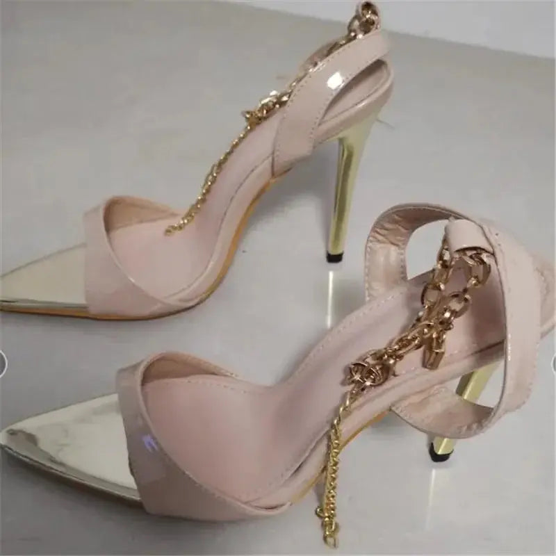 Side view of cross-tied black heels, perfect for evening wear and parties.