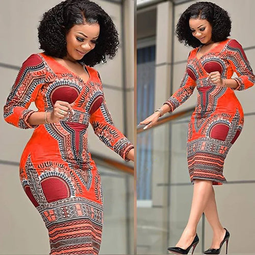 African ethnic print A-line skirt with vibrant geometric patterns and V-neck waistline detail on white background