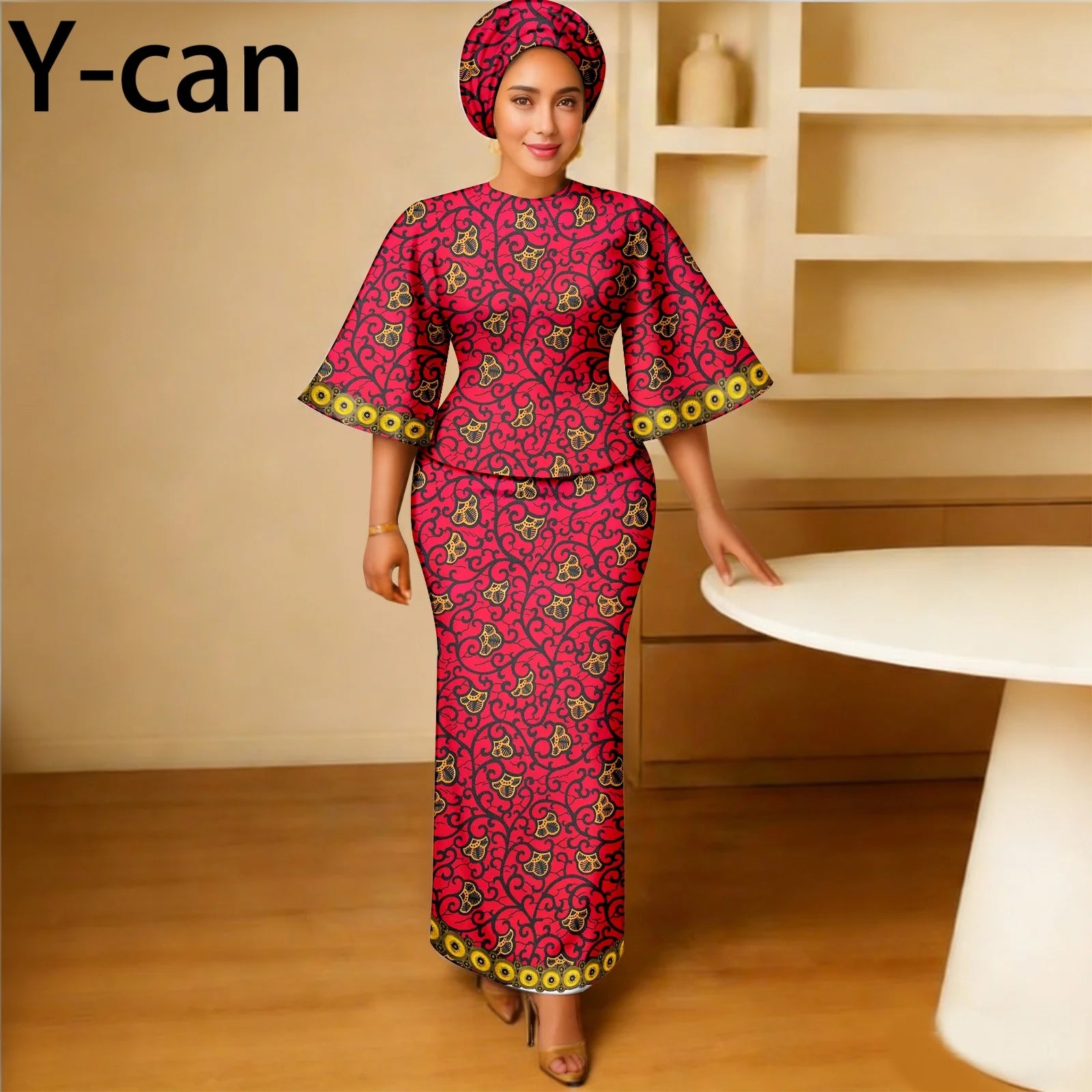 African Traditional Outfits for Women Luxury Top and Slim Fit Skirt Set Bazin Riche Attire for Party Wedding 2626011
