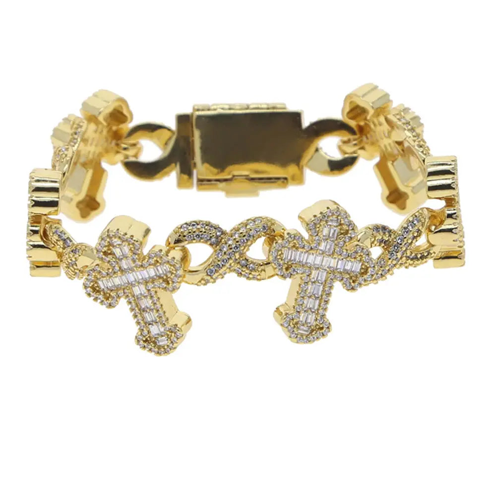Statement Cross Charm Bracelet ideal for parties and special occasions.