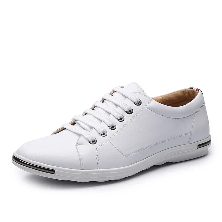 Waterproof leather sneakers for men with rubber outsole and timeless casual style