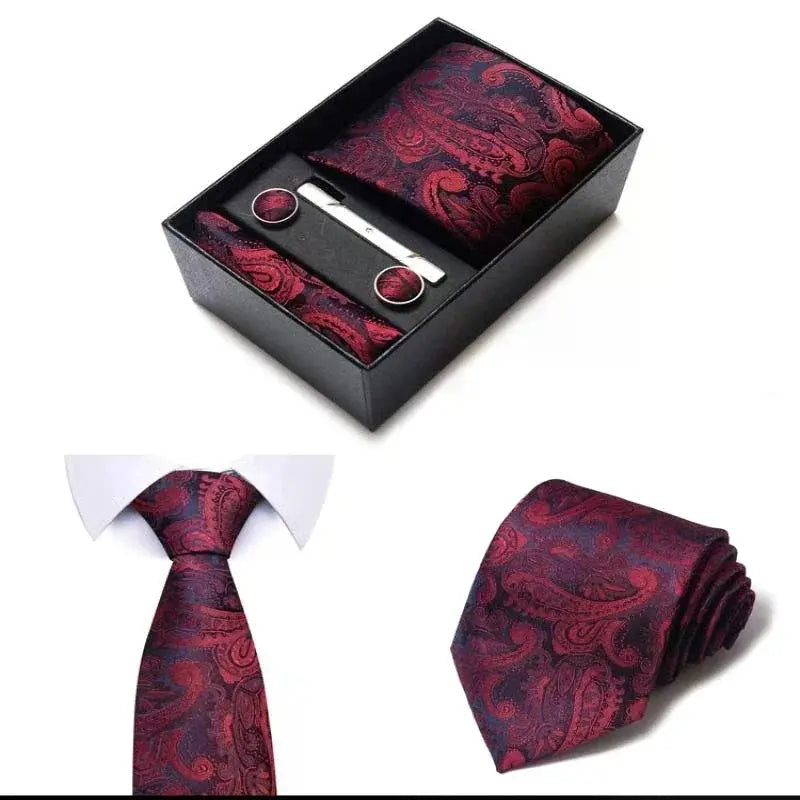 Matching pocket square in navy silk, perfect for formal occasions.