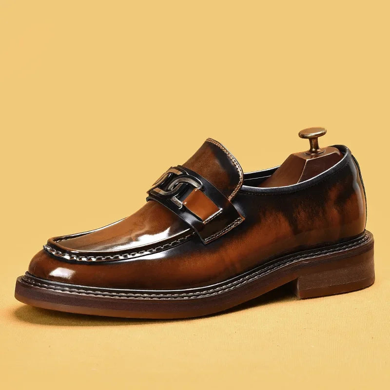 Back view of leather slip-on loafers displaying heel counter and craftsmanship