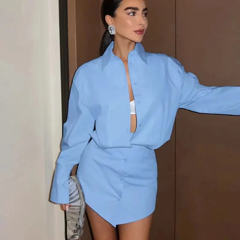 Loose-fit women's blouse showcasing elegant silhouette and breathable fabric.