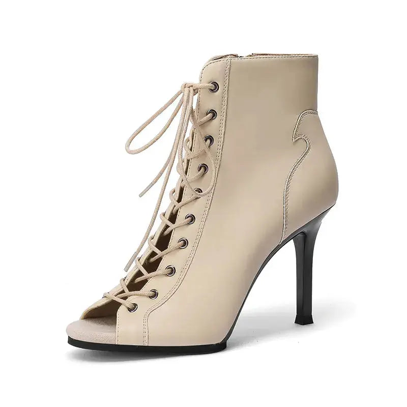 Elegant ankle-high dance boots showcasing a sleek silhouette.