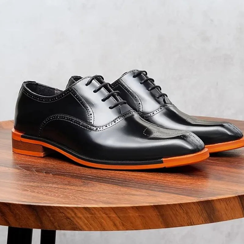 Men's formal leather oxford dress shoes with sleek silhouette and durable rubber outsole for boardroom meetings