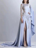Model wearing the Moonlit Gala dress, radiating confidence in a stunning evening gown.
