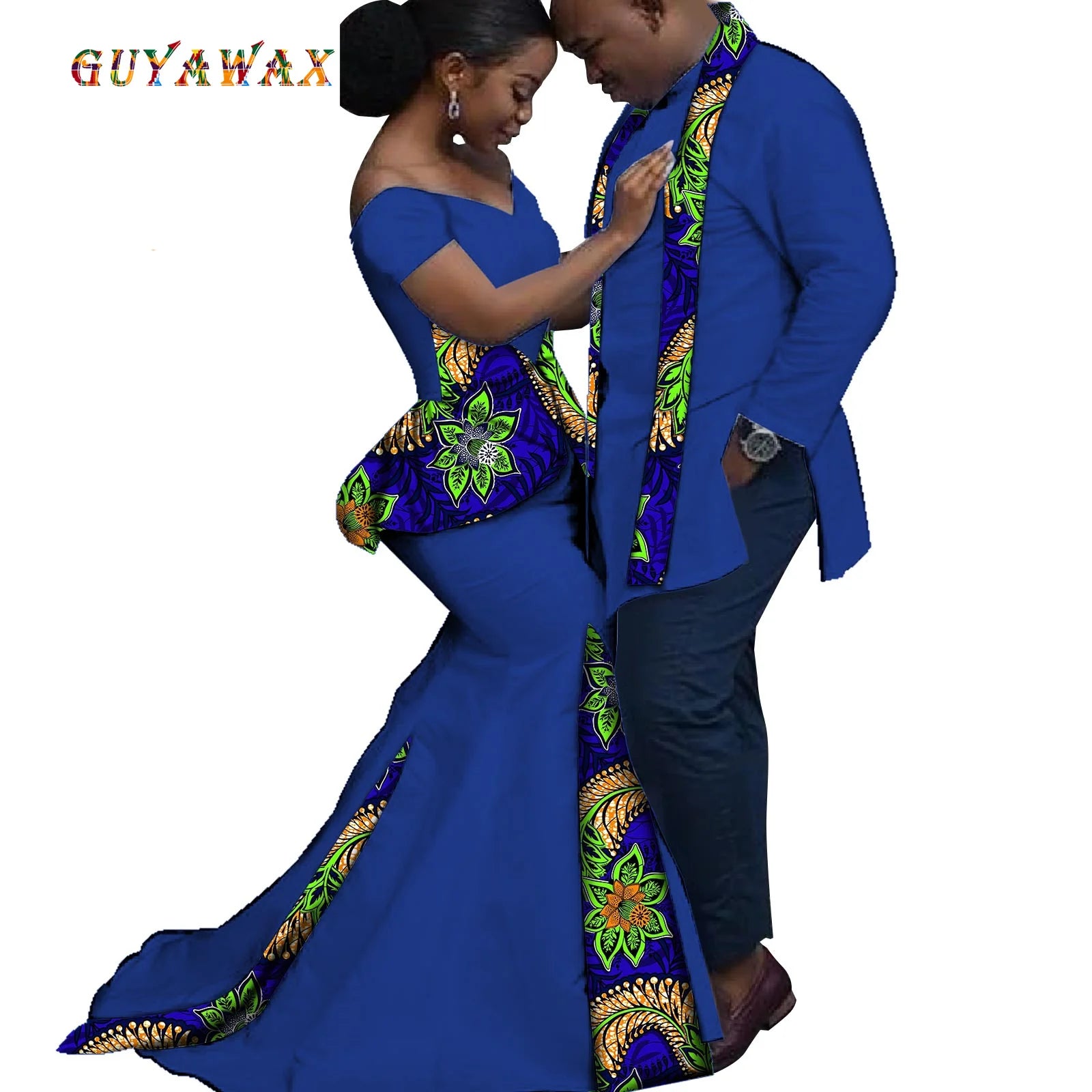Dashiki Couple African Matching Outfits – Ankara Party Dress & Men's Top
