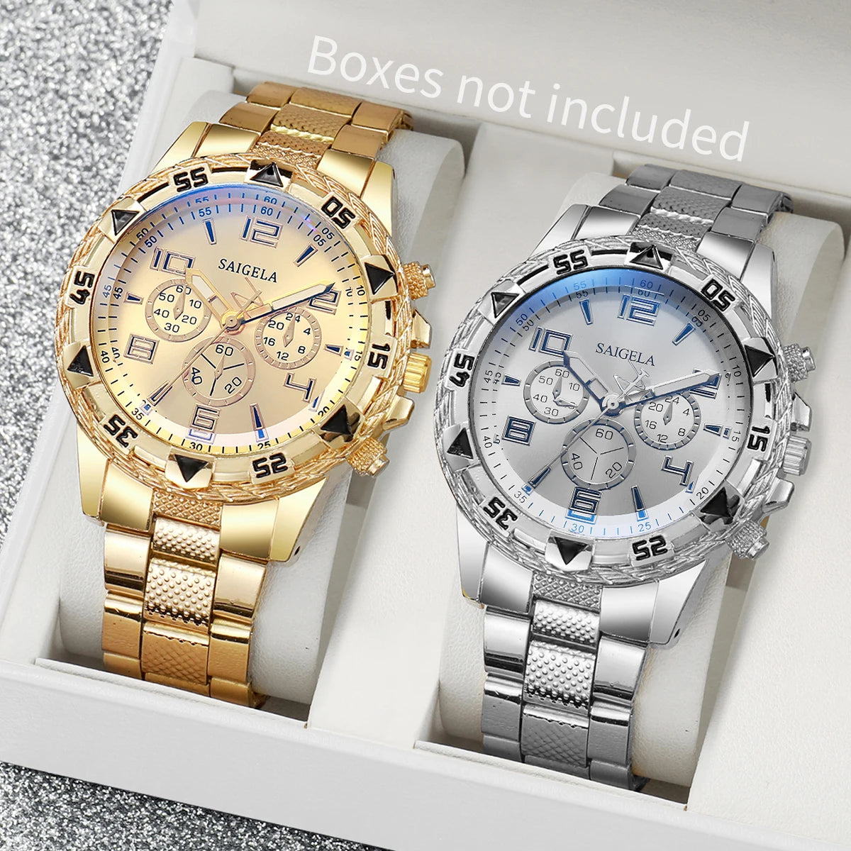 Timeless Duo watches worn together, complementing business and casual attire.