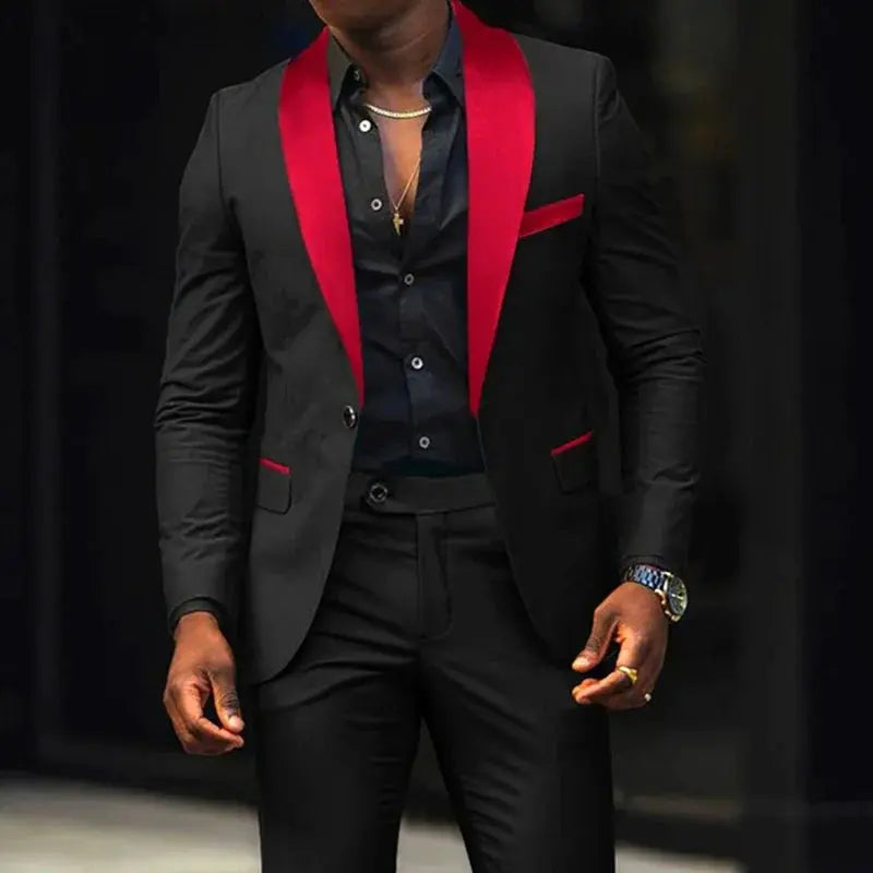 Men's seamless suit set in black, suitable for both business and special occasions.