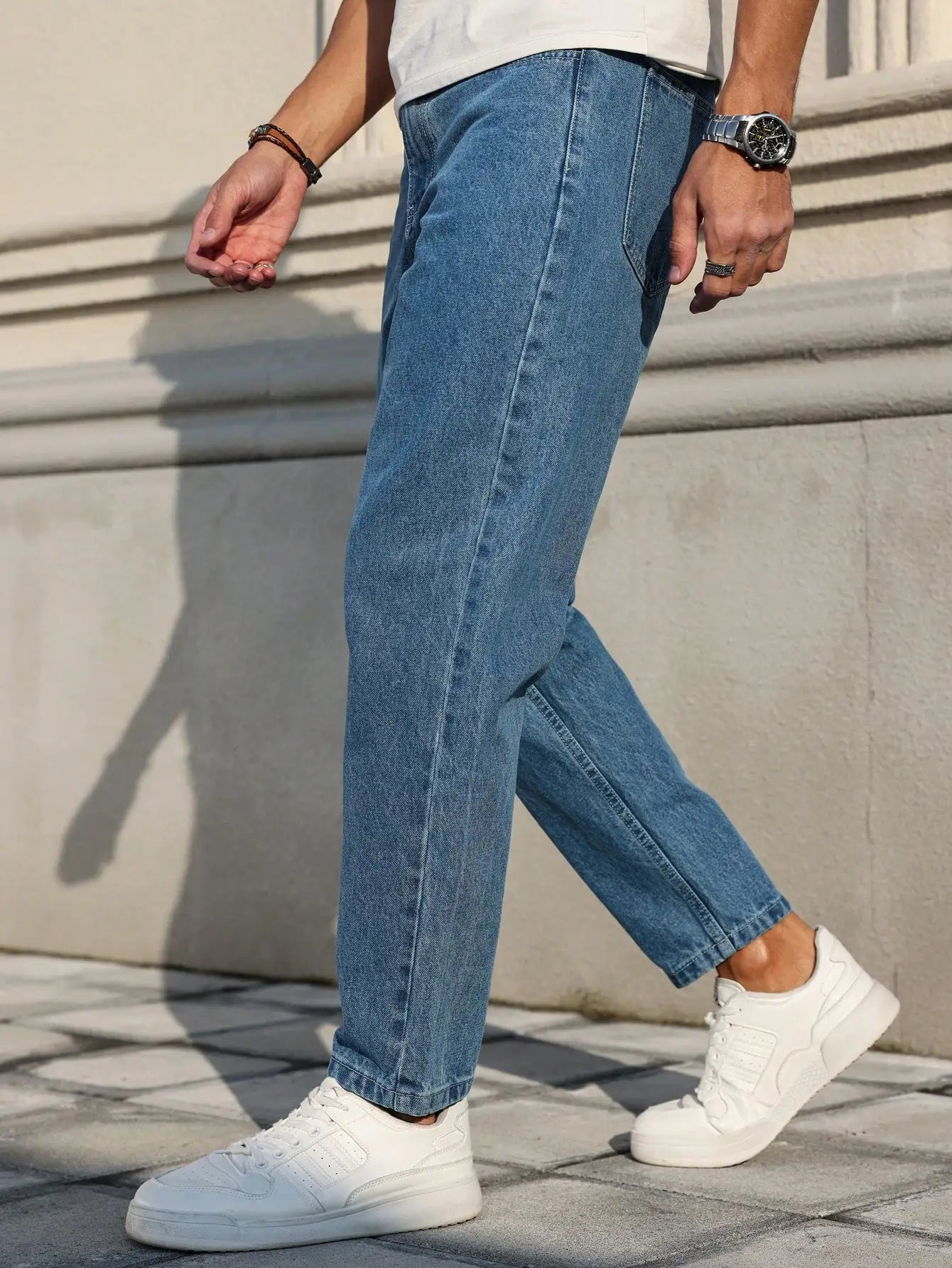 Timeless blue jeans that pair well with any outfit.