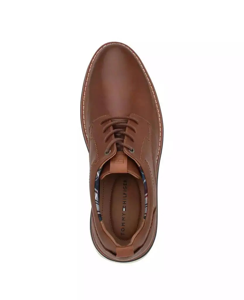 Classic cognac oxford dress shoes with supple leather upper and memory foam comfort technology