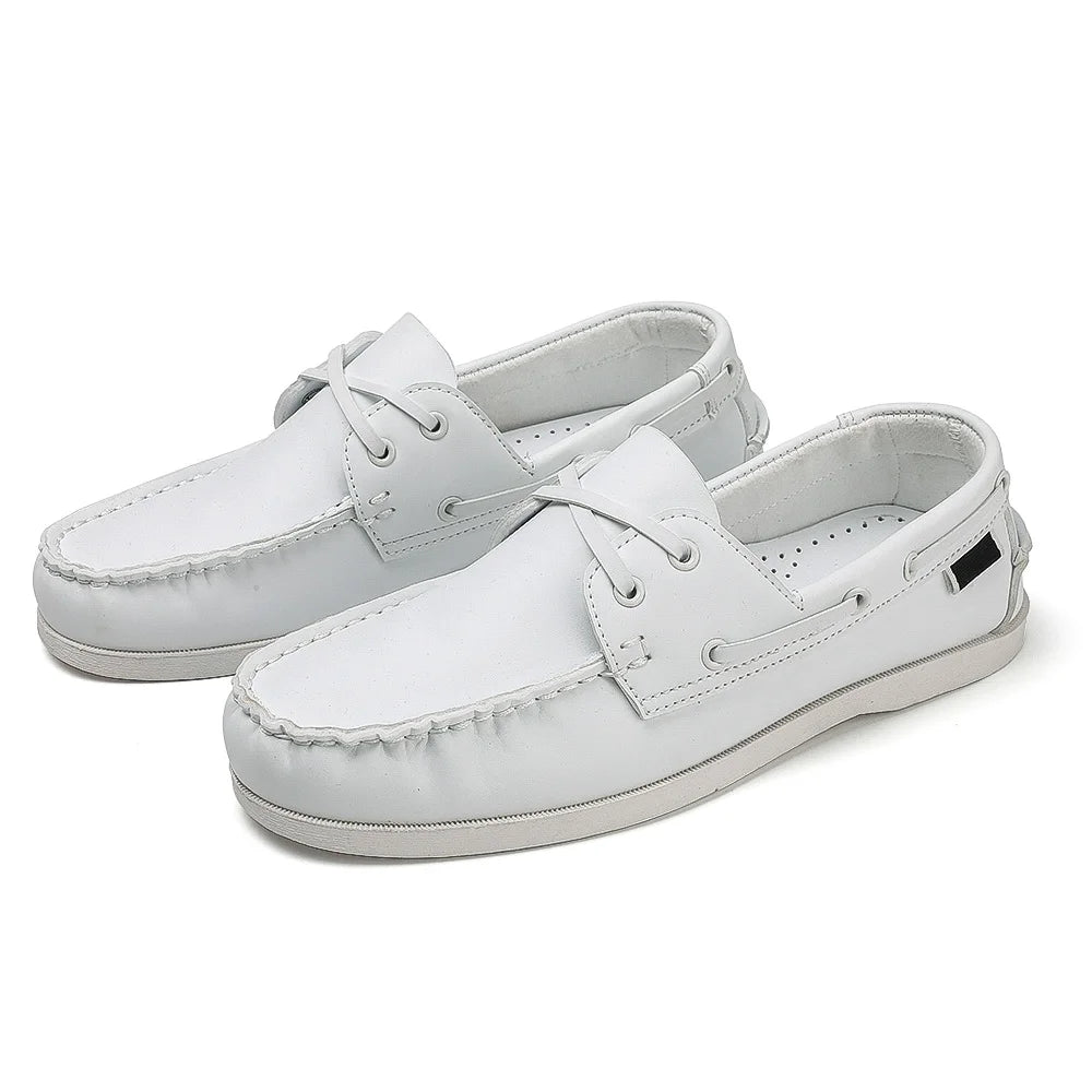 Men's versatile loafers on feet showing true-to-size fit and all-day comfort features