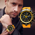 Sleek black silicone strap watch with alloy case and easy-to-read dial, perfect for business and casual wear.