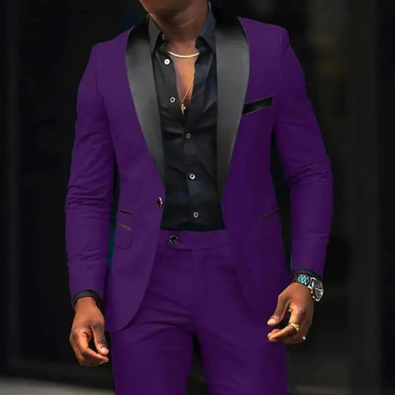 Model walking in a slim-fit suit, illustrating unrestrained movement.