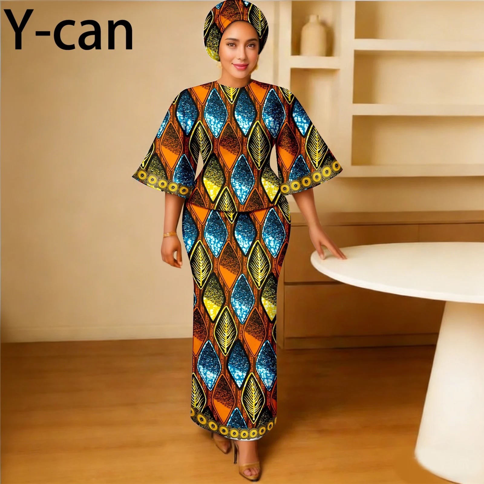 African Traditional Outfits for Women Luxury Top and Slim Fit Skirt Set Bazin Riche Attire for Party Wedding 2626011