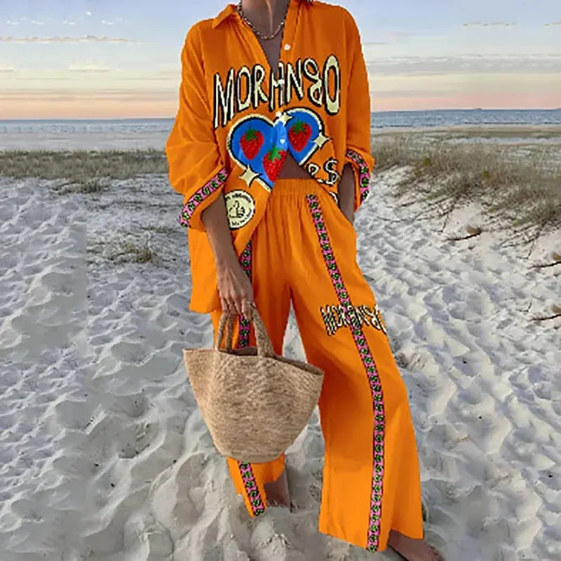 Casual elegance captured in the seaside escape two-piece set.