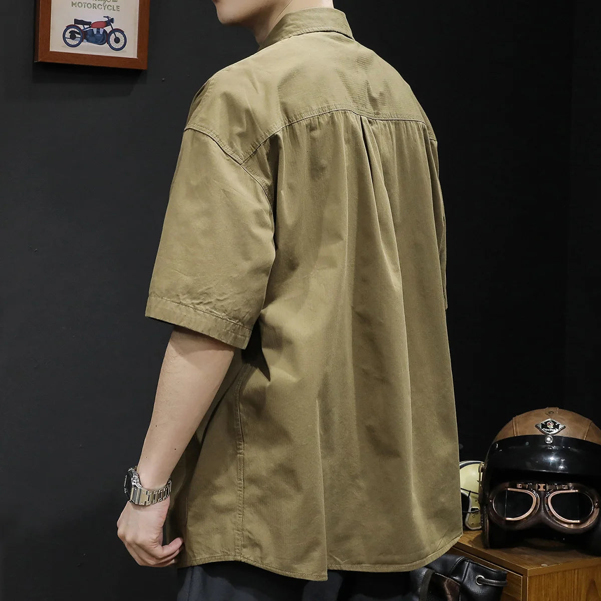 Men's casual shirt featuring a sleek turn-down collar, ideal for beach days or dinners.