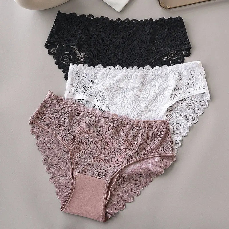 Close-up of intricate floral embroidery on Whisper-Soft Lace Panties, highlighting exquisite design.