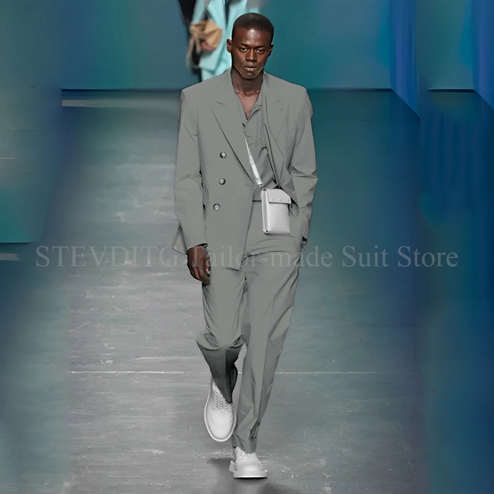 Azure Allure suit in a stylish setting, perfect for cocktail attire and formal events.