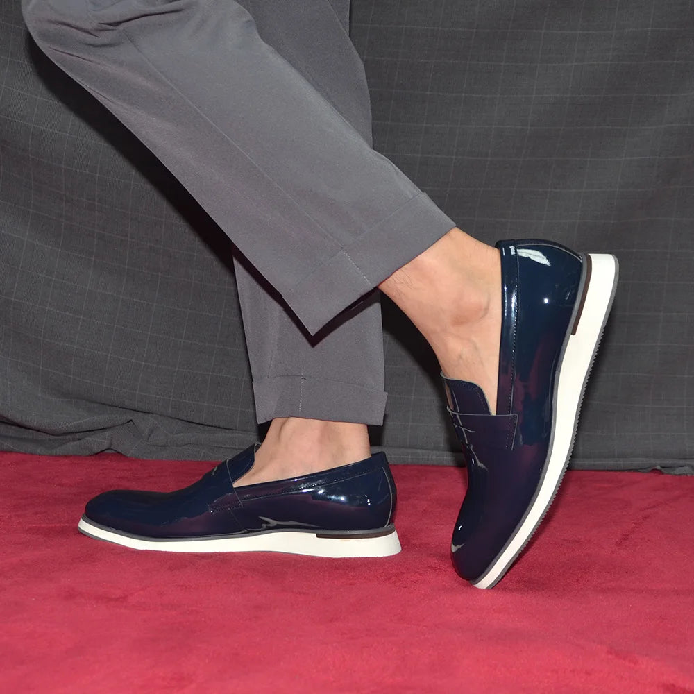 Glossy slip-on loafers with 2.8cm height boost and easy-clean finish