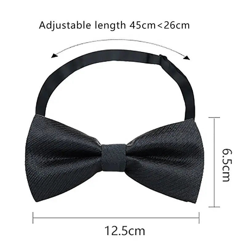 Elegant black bow tie with a classic design, ideal for business attire.