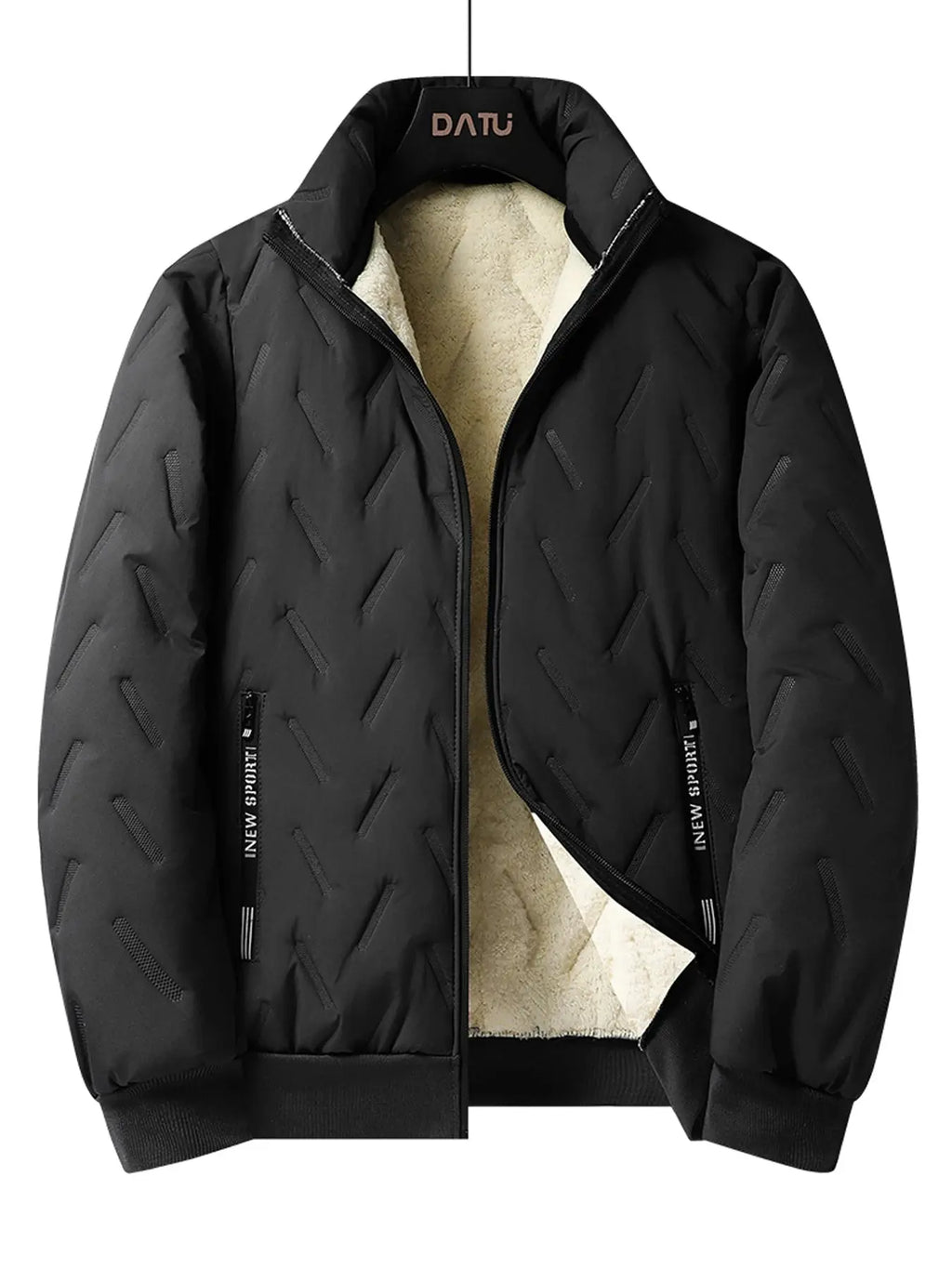 Chill-Defying Jacket in navy blue, crafted from premium polyester for warmth and style.