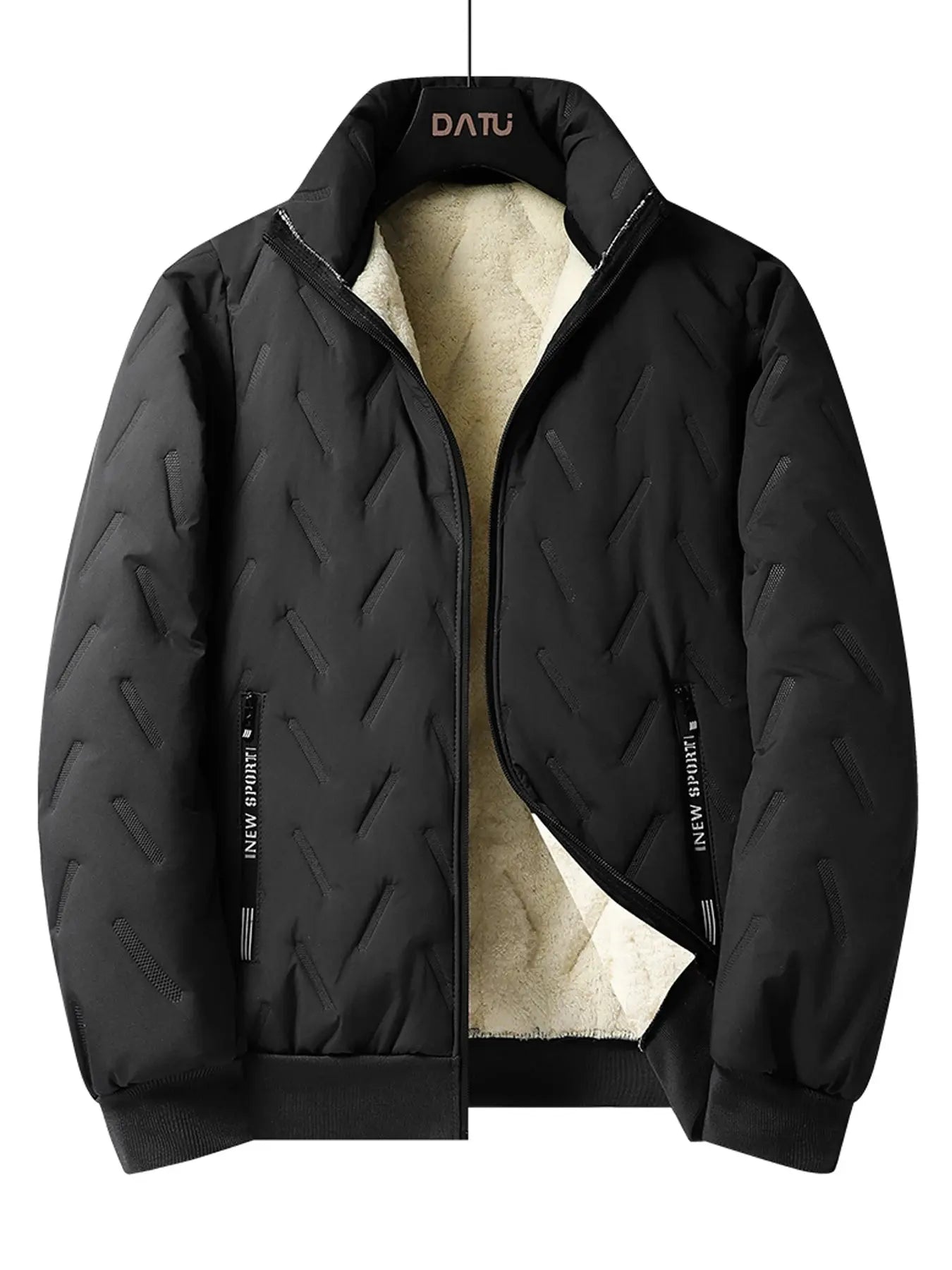 Chill-Defying Jacket in navy blue, crafted from premium polyester for warmth and style.