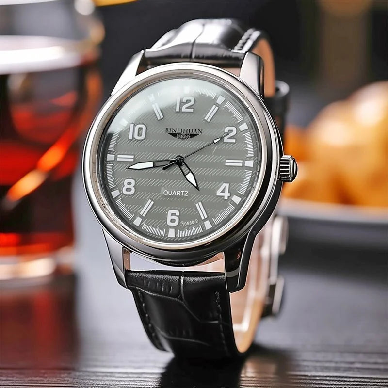 Elegant watch on a wooden desk, perfect for boardroom fashion.