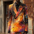 Art-inspired suit ensemble displayed on a mannequin, showcasing its unique design.