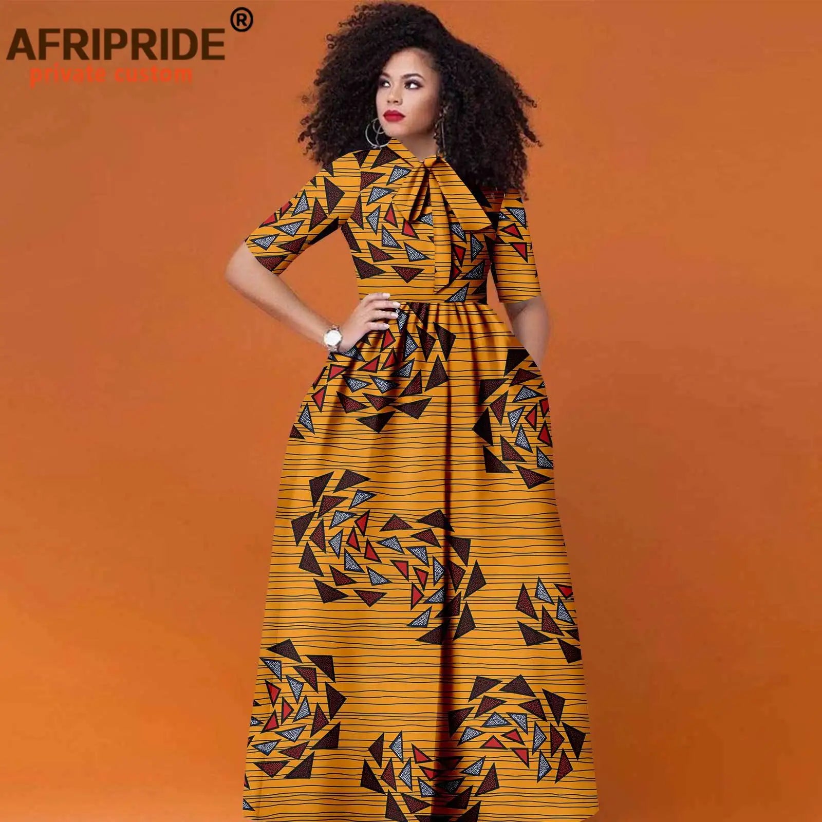 African Women's Ankara Half Sleeve High Waist Maxi Dress