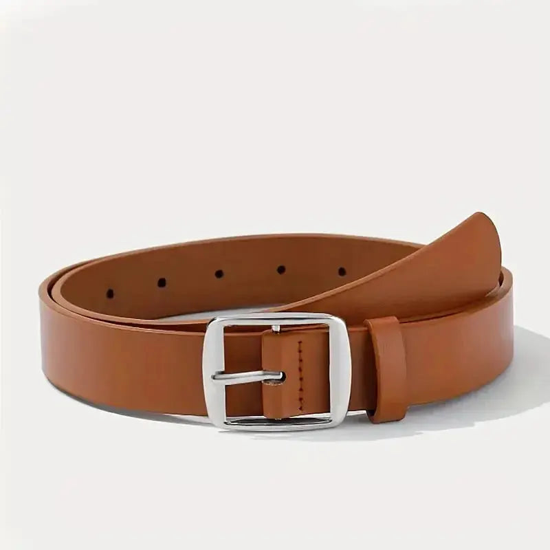 Quality PU leather belt in black, perfect for enhancing any outfit.