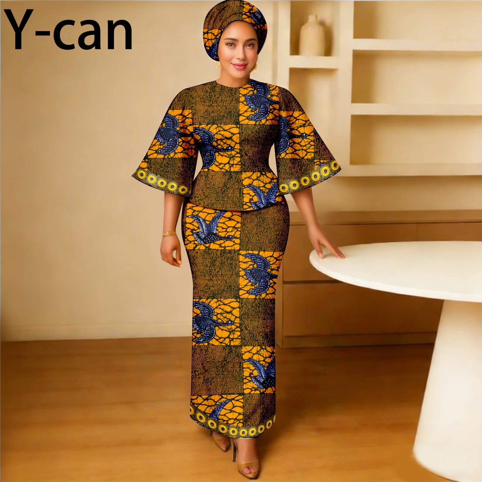 African Traditional Outfits for Women Luxury Top and Slim Fit Skirt Set Bazin Riche Attire for Party Wedding 2626011