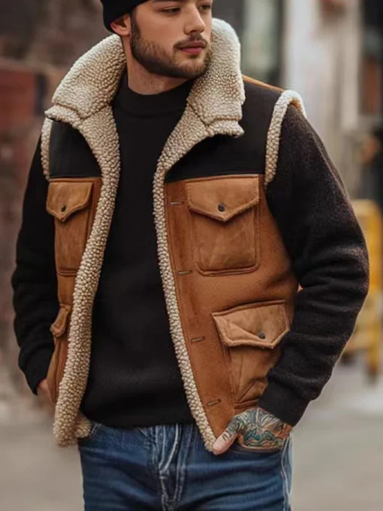 Close-up of the Cashmere Comfort Vest's plush cashmere fabric, highlighting warmth and elegance.