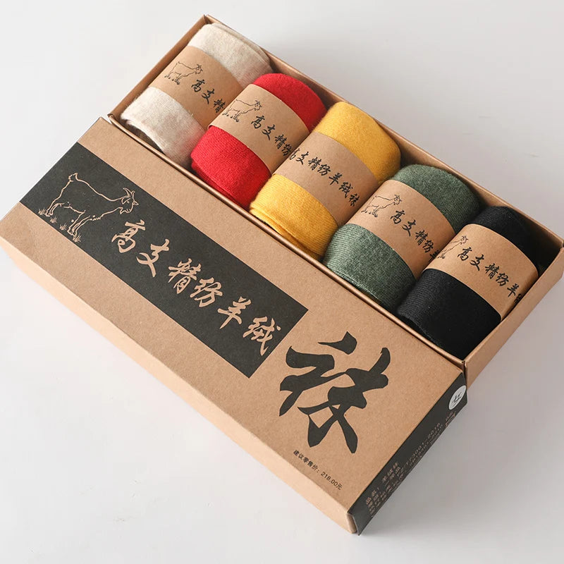 Detail of cashmere socks showing natural elasticity and shape retention after wear.