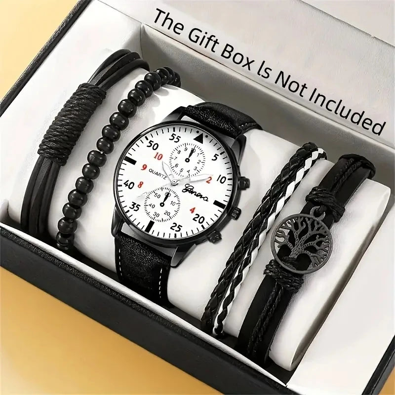 Stylish men's accessories: watch and bracelet set displayed together.